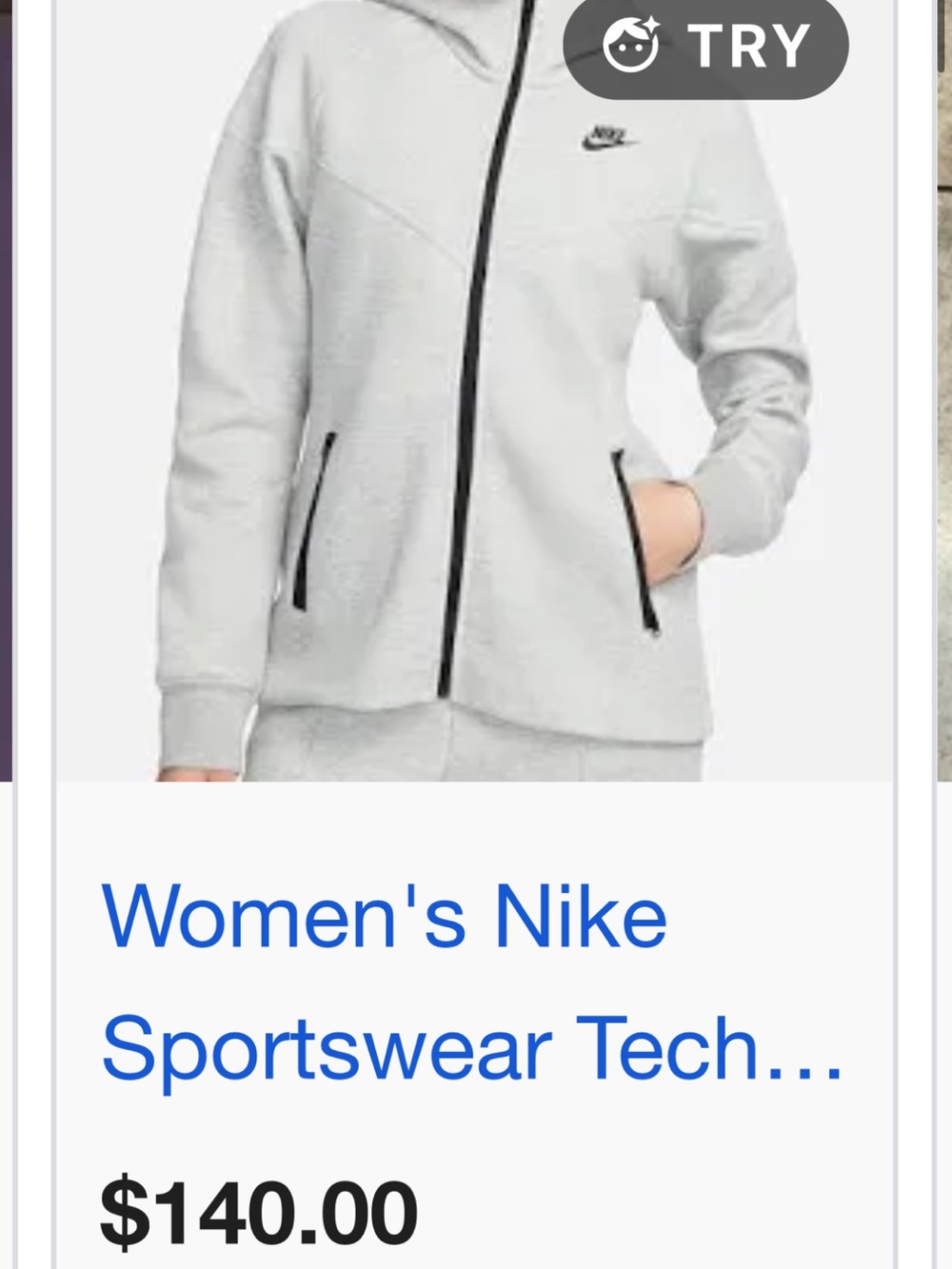 This heather grey Nike Sportswear Tech Fleece Windrunner hoodie features a full-
